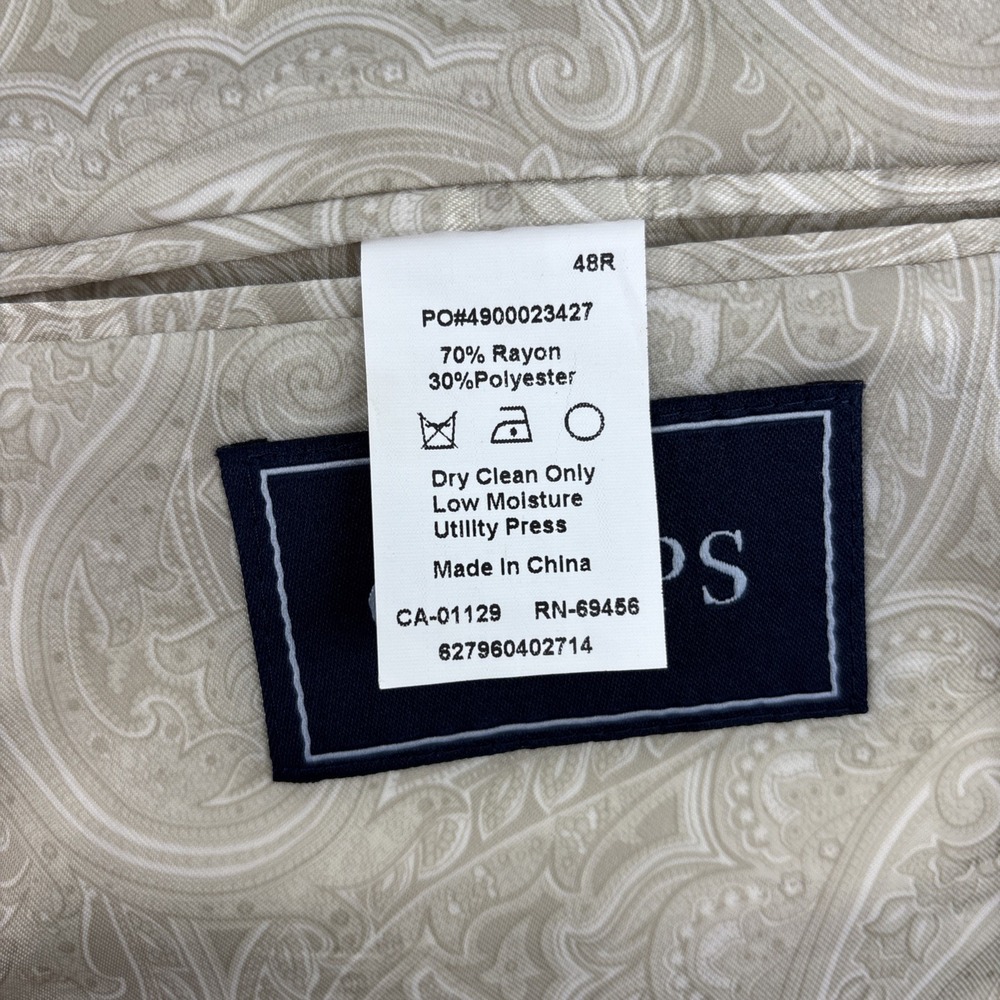Chaps 48R Mens Cream 2 Button Blazer Sport Coat Jacket Subtle Stripes EUC‎ - Picture 5 of 13